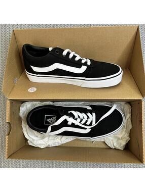 Vans Ward Canvas Sneakers Black/White Women's Size 6.5